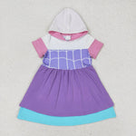 GSD0996  toddler clothes purple hooded baby girl summer dress