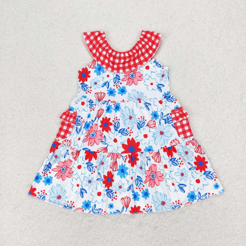 GSD1013 toddler clothes red floral baby girl summer dress