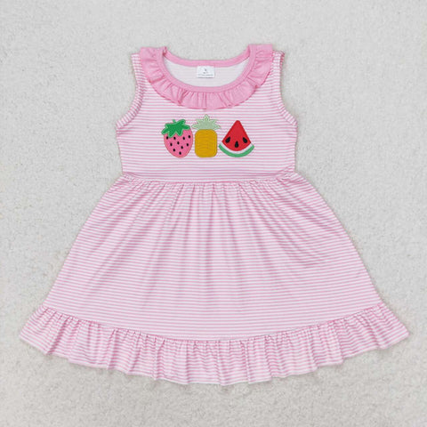 GSD1055   toddler clothes embroidery fruit  baby girl summer dress