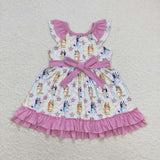 GSD1060 toddler clothes cartoon dog baby girl summer dress