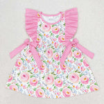 GSD1070   toddler clothes pink flower baby girl summer dress