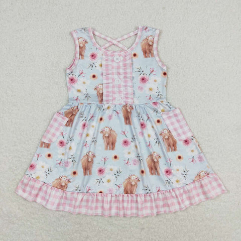 GSD1173   toddler clothes  highland cow baby girl summer dress