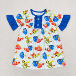 GSD1312 baby girl clothes cartoon fish toddler girl  summer dress