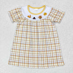 GSD1322  baby girl clothes embroidery turkey toddler girl thanksgiving day dress