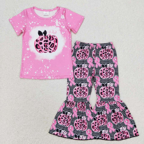 GSPO1592  baby girl clothes leopard print pumpkin girl bell bottoms outfit