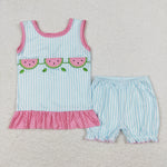 GSSO0398 baby girl clothes embroidery watermelon girl summer shorts set