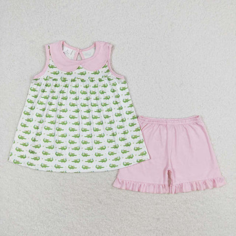 GSSO0654 baby girl clothes crocodile toddler girl summer outfit