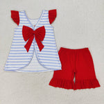 GSSO0663 baby girl clothes embroidery pubby 4th of July patriotic toddler girl summer outfit