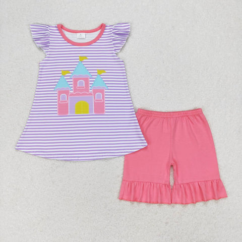 GSSO0775   baby girl clothes embroidery castle toddler girl summer outfits