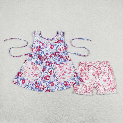 GSSO0856 baby girl clothes purple flower toddler girl summer outfits