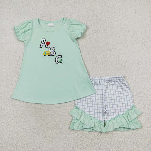 GSSO0930  baby girl clothes embroidery back to school day toddler girl summer outfit