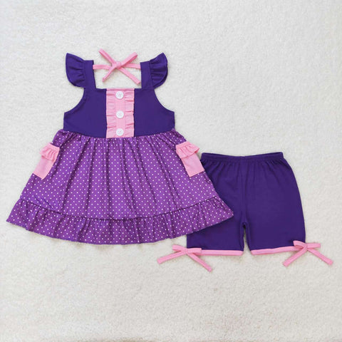 GSSO0965  baby girl clothes purple toddler girl summer outfit