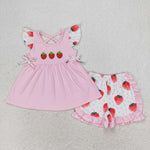 GSSO1054  baby girl clothes embroidery strawberry toddler girl summer outfits