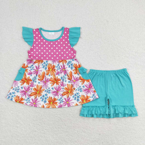 GSSO1100 baby girl clothes flower toddler girl summer outfit