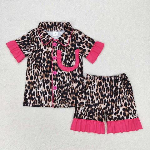 GSSO1121 baby girl clothes leopard print toddler girl summer outfit