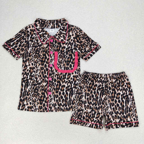 GSSO1122 adult pajamas leopard print women summer pajamas set