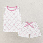 GSSO1187 baby girl clothes pink ribbon toddler girl summer outfit
