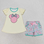 GSSO1308 baby girl clothes cartoon mouse toddler girl summer outfit