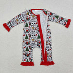 LR1074   baby girl clothes cows  toddler girl christmas winter romper