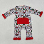 LR1074   baby girl clothes cows  toddler girl christmas winter romper