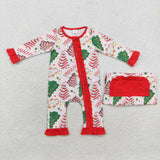 LR1149  Bamboo baby girl clothes tree zipper girl christmas romper