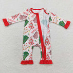 LR1149  Bamboo baby girl clothes tree zipper girl christmas romper