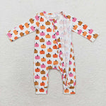 LR1219 Bamboo  baby girl clothes pumpkin girl thanksgiving winter romper