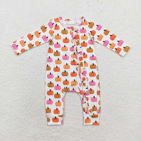 LR1219 Bamboo  baby girl clothes pumpkin girl thanksgiving winter romper