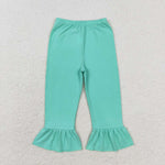 P0611  baby girl clothes green girl ruffle winter long pant