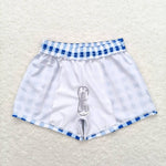 S0232 baby boy clothes blue plaid boy summer swim shorts