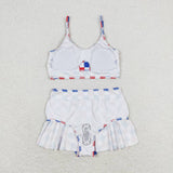 S0287 baby girl clothes 4th of July patriotic girl summer swimsuit