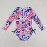 S0376 baby girl clothes floral girl summer swimsuit beach wear