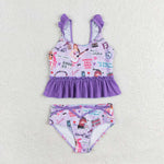 S0389   baby girl clothes 1989 singer  girl summer swimsuit beach wear  12-18M to 14-16T