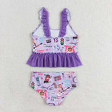 S0389   baby girl clothes 1989 singer  girl summer swimsuit beach wear  12-18M to 14-16T