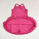 S0440 baby girl clothes hot pink girl summer swimsuit beach wear