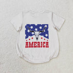 SR0962 baby girl clothes american 4th of july clothes cowboy girl summer romper