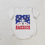 SR0962 baby girl clothes american 4th of july clothes cowboy girl summer romper