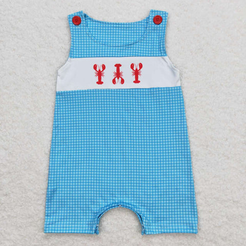 SR1049 pre-order baby boy clothes embroidery crayfish toddler boy summer romper