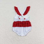 SR1081   baby girl clothes embroidery pubby 4th of July patriotic toddler girl summer bubble