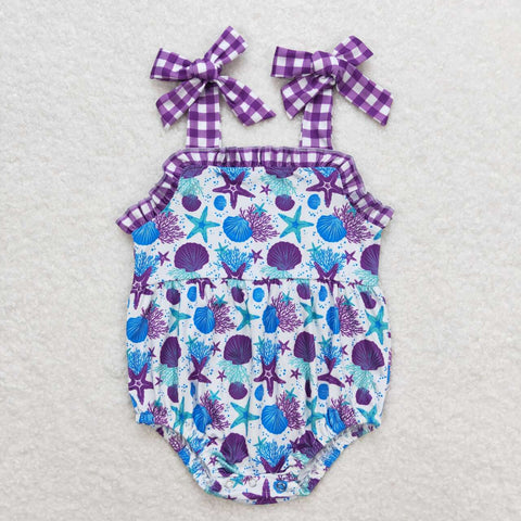 SR1184 baby girl clothes purple shell toddler girl summer bubble