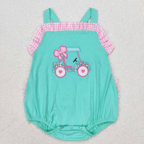 SR1223  baby girl clothes embroidery golf cart toddler girl summer bubble