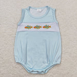SR1265 baby boy clothes embroidery fish  toddler boy summer bubble