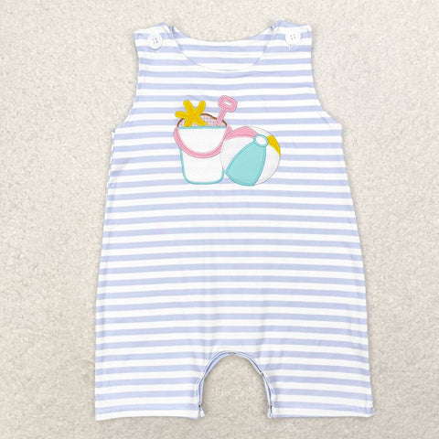SR1517   baby boy clothes embroidery beach toddler boy summer romper