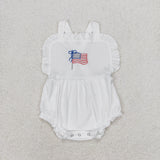 SR1548 baby girl clothes embroidery 4th of July patriotic toddler girl summer bubble