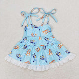 SR1550 baby girl clothes cartoon dog toddler girl summer bubble