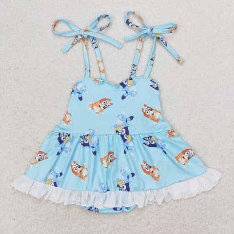 SR1550 baby girl clothes cartoon dog toddler girl summer bubble