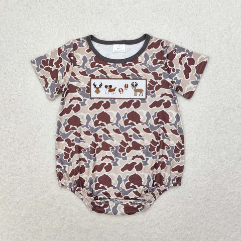 SR1785  baby boy clothes embroidery hunting camouflage toddler boy summer bubble