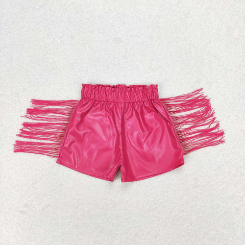 SS0223 toddler clothes pink tassel girl summer leather pants