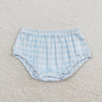 SS0352 toddler clothes blue gingham boy summer bummies shorts