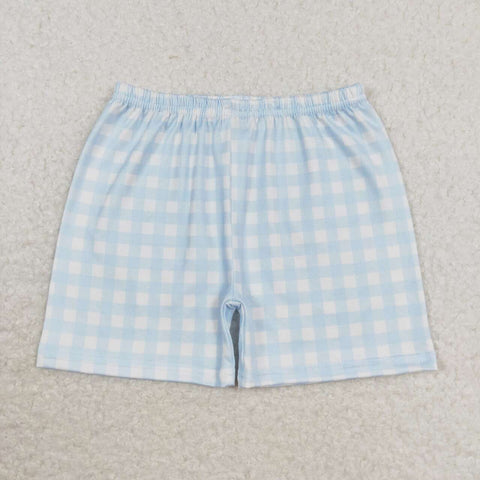 SS0353  toddler clothes blue gingham boy summer shorts
